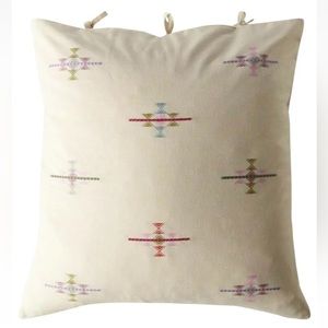 $98 Anthropologie Embroidered Malindi Euro Sham One Beige Beige 26" x 26" Ethnic